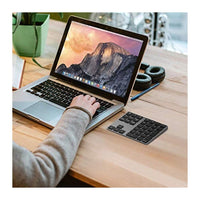 لوحة مفاتيح رقمية لاسلكية قابلة لإعادة الشحن Bluetooth Number Pad, Lekvey Aluminum Rechargeable Wireless Numeric Keypad Slim 34-Keys External Numpad Keyboard Data Entry Compatible for Macbook, MacBook Air/Pro, iMac Windows Laptop Surface Pro etc