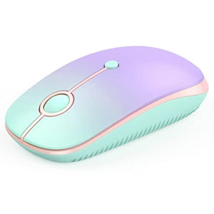 ماوس سيندا بلوتوث seenda Bluetooth Mouse - Dual Mode (Bluetooth 4.0 + 2.4GHz) Mouse with USB Receiver, Wireless Slim Portable Multi-Device Mice for iPad, MacBook, Laptop, PC (Gradient Mint Green to Purple)