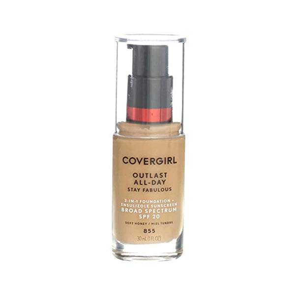 كريم أساس 3 في 1 [855] عسل ناعم 1 أونصة (عبوة من قطعتين) CoverGirl Outlast Stay Fabulous 3-in-1 Foundation, [855] Soft Honey 1 oz (Pack of 2)