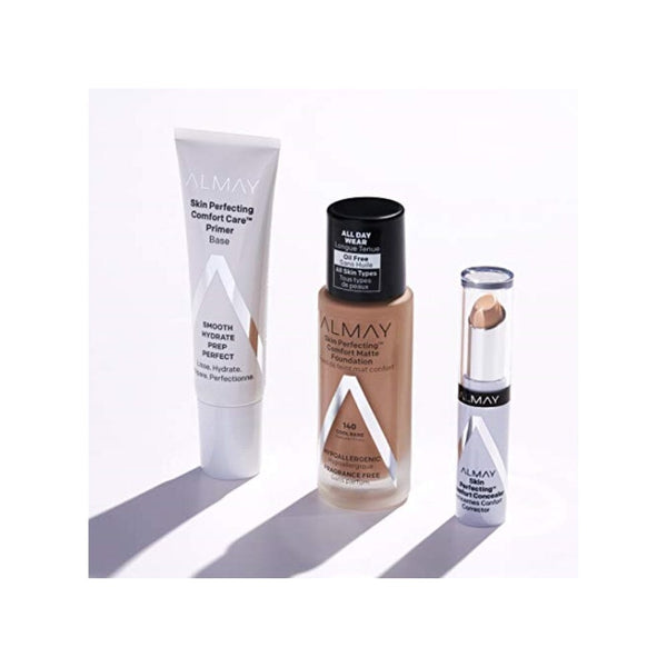 كريم أساس غير لامع سكين بيرفكتينج كومفورت من ألماي Almay Skin Perfecting Comfort Matte Foundation, Hypoallergenic, Cruelty Free, Fragrance-Free, Dermatologist Tested Liquid Makeup, Neutral Toasty Beige, 1 Fluid Ounce (Pack of 2)