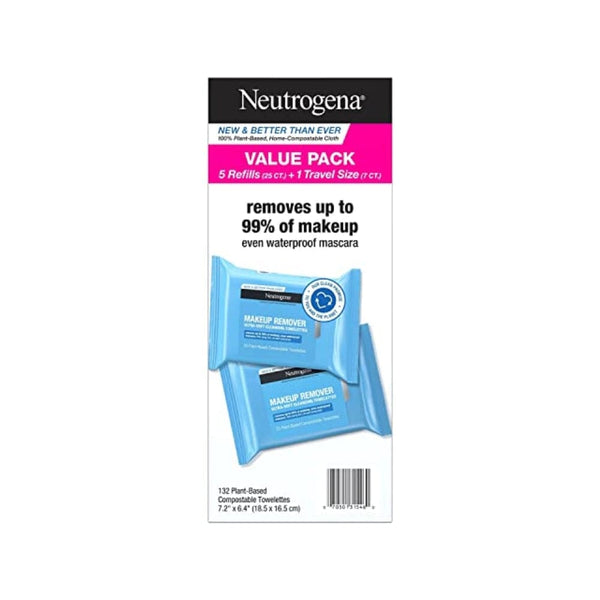 مناديل تنظيف فائقة النعومة ومزيل المكياج من نيوتروجينا Neutrogena Makeup Remover Ultra-Soft Cleansing Towelettes Value Pack (132 Ct)