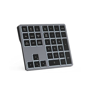 لوحة مفاتيح رقمية بإضاءة خلفية بتقنية البلوتوث Doohoeek Backlit Bluetooth Numeric Keypad for Laptops and Computers, Number Pads 34 Keys with 7-Color Backlight for MacBook & Windows, Gray