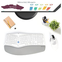 لوحة مفاتيح لاسلكية مريحة ومقسمة مع مسند راحة يد DeLUX Wireless Ergonomic Split Keyboard with Cushioned Palm Rest Against Carpal Tunnel, [Standard Ergo] Keyboard Series, Multi-Device Connection, Compatible with Windows, Mac OS (GM901D-White)