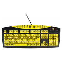 لوحة مفاتيح صفراء سلكية إنجليزية كبيرة مطبوعة Ablenet Keys-U-See Large Print US English USB Wired Yellow Keyboard, Standard Size Keys with Large Letters - Product Number: 10090103