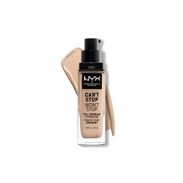 كريم الأساس 24 ساعة تغطية كاملة بلمسة نهائية غير لامعة - عاجي فاتح NYX PROFESSIONAL MAKEUP Can't Stop Won't Stop Foundation, 24h Full Coverage Matte Finish - Light Ivory