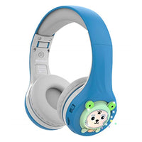 سماعات رأس للأطفال الصغار للمدرسة مع ميكروفون Riwbox Baosilon FB-7S Frog Kids Headphones Bluetooth, LED Light Up Bluetooth Headphones Over Ear Volume Limited Safe 75/85/95dB with Mic and TF-Card, Children Headphones for School/PC (Blue&Grey)