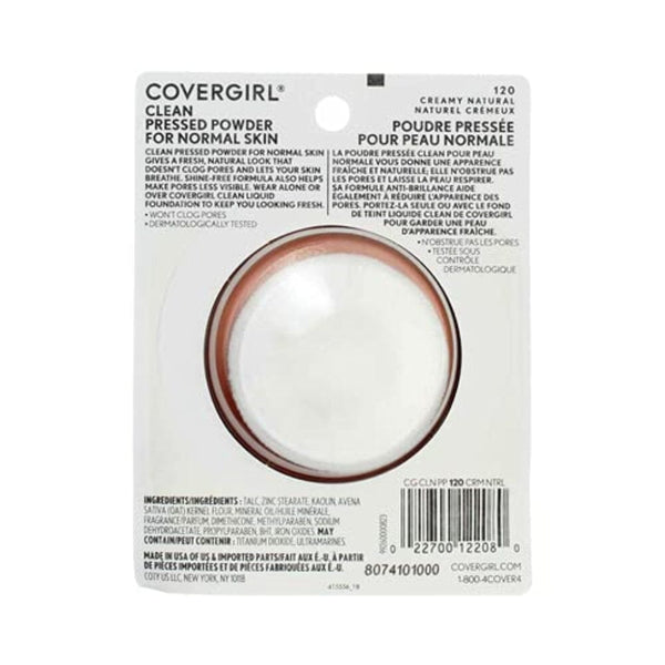 بودرة مضغوطة نظيفة كريمية طبيعية (Pack 2) CoverGirl Clean Pressed Powder Creamy Natural (N) 120, 0.39 Ounce