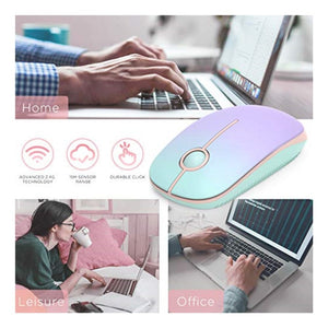 Wireless Mouse 2.4GHz, Green, Unisex, USB/Wireless, Portable, Noiseless, 2  AAA Battery, Universal Windows Compatibility