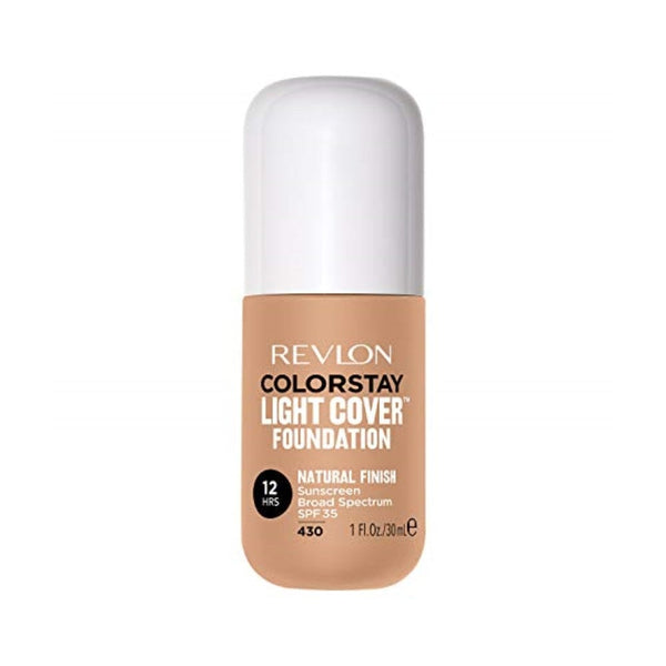 ريفلون كولور ستاي كريم أساس سائل بغطاء خفيف Revlon ColorStay Light Cover Liquid Foundation, Hydrating Longwear Weightless Makeup with SPF 35, Light-Medium Coverage for Blemish, Dark Spots & Uneven Skin Texture, 430 Honey Beige, 1 fl. oz.