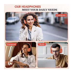 سماعات رأس لاسلكية لوقت التشغيل 65 ساعة مع ميكروفون RUNOLIM Bluetooth Headphones Over Ear, 65 Hours Playtime Wireless Headphones with Microphone, Lightweight Foldable & Portable Stereo Bass Headsets for Smartphone, Tablet, Computer, MP3/4