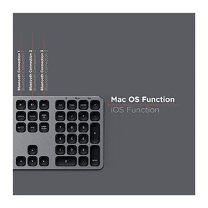 لوحة مفاتيح بلوتوث من الألومنيوم مع لوحة مفاتيح رقمية Satechi Aluminum Bluetooth Keyboard with Numeric Keypad - Compatible with 2022 MacBook Pro/Air M2, 2021 MacBook Pro M1 Pro & Max, 2021 iMac, 2021 iPAd Pro M1, 2020 Mac Mini and More (Space Gray)