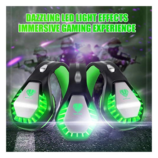 سماعة رأس ستيريو للألعاب لنينتندو سويتش  DIWUER Stereo Gaming Headset for Nintendo Switch, PS4, Xbox One with Noise Cancelling Mic, Soft Earmuffs Surround Sound Over Ear Headphones with LED Light for PC (Green)