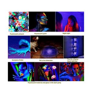 شريط إضاءة أسود 10 وات 1 قدم Black Light Bar 10W 1ft LED Blacklight LED bar for Fluorescent Tapestry Poster Body Paint Glow Party UV Strip Lights for Cabinet and Display Magnetic THLITURE 2 Pack