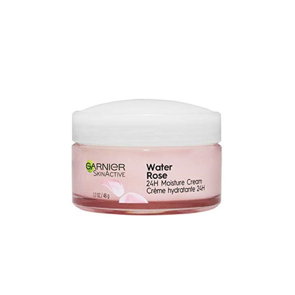 كريم مرطب بماء الورد ومرطب للوجه بحمض الهيالورونيك للبشرة العادية إلى الجافة Garnier SkinActive 24H Moisture Cream with Rose Water and Hyaluronic Acid, Face Moisturizer for Normal to Dry Skin, 1.7 Fl Oz (48g), 1 Count (Packaging May Vary)