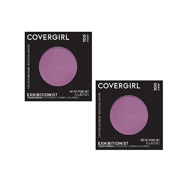 مجموعة ظلال عيون من كوفرجيرل مكونة من 2 ظل عيون مخملي أحادي اللون COVERGIRL Pack of 2 Exhibitionist Velvet Mono Eye Shadow, Vibin' 100