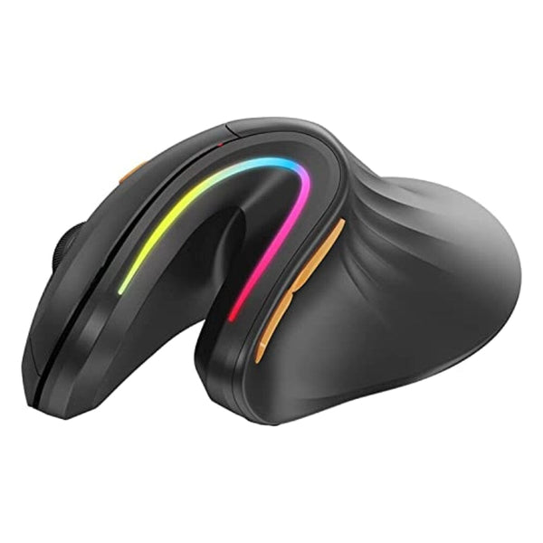 ماوس لاسلكي مريح ماوس بلوتوث عمودي قابل لإعادة الشحن Ergonomic Mouse Wireless, ProtoArc EM11 Bluetooth Vertical Ergo Mouse, Rechargeable, 2.4G RGB Optical Vertical Mice with 3 Adjustable DPI, 3-Device Connection for PC, iPad, Mac, Windows-Black.