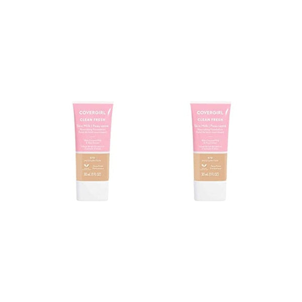 كريم أساس حليب البشرة النقي المنعش COVERGIRL, Clean Fresh Skin Milk Foundation, Medium/Tan, 1 Count (Pack of 2)