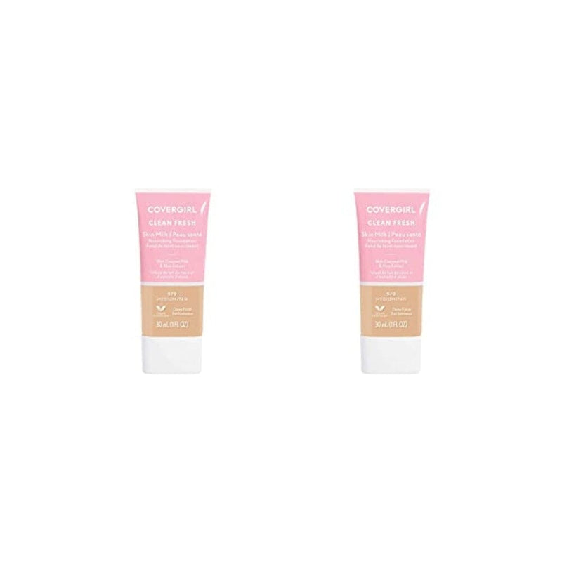 كريم أساس حليب البشرة النقي المنعش COVERGIRL, Clean Fresh Skin Milk Foundation, Medium/Tan, 1 Count (Pack of 2)