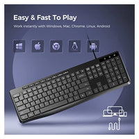 لوحة مفاتيح سلكية متعددة الوسائط للكمبيوتر Wired Keyboard,Quiet Keyboard,Multimedia USB Computer Keyboard,Silent Keyboard with Low Profile Chiclet Keys,Large Number Pad,Spill-Resistant,Anti-Wear Letters,Full Size Keyboard for Laptop,Desktop