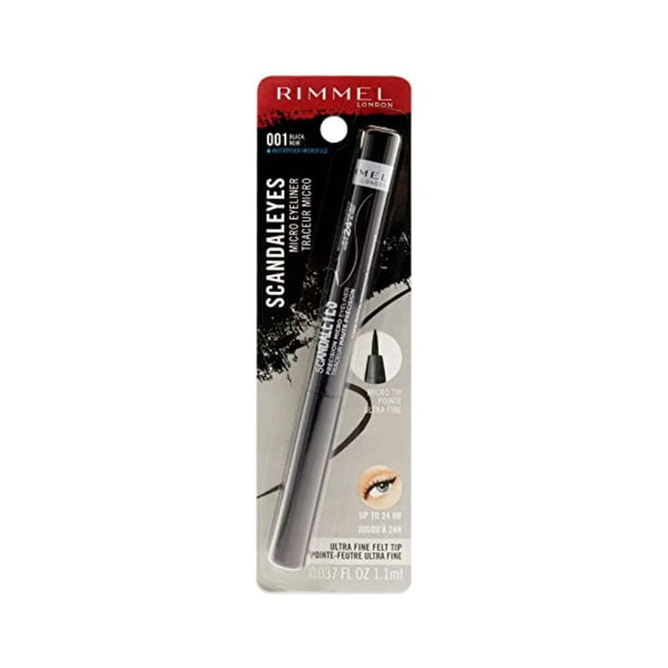 محدد عيون سكاندال آيز ميكرو من ريميل لندن Rimmel London Scandaleyes Micro Eyeliner, Waterproof, Long-Wearing, Smudge-Proof, 001, Black, 0.04oz