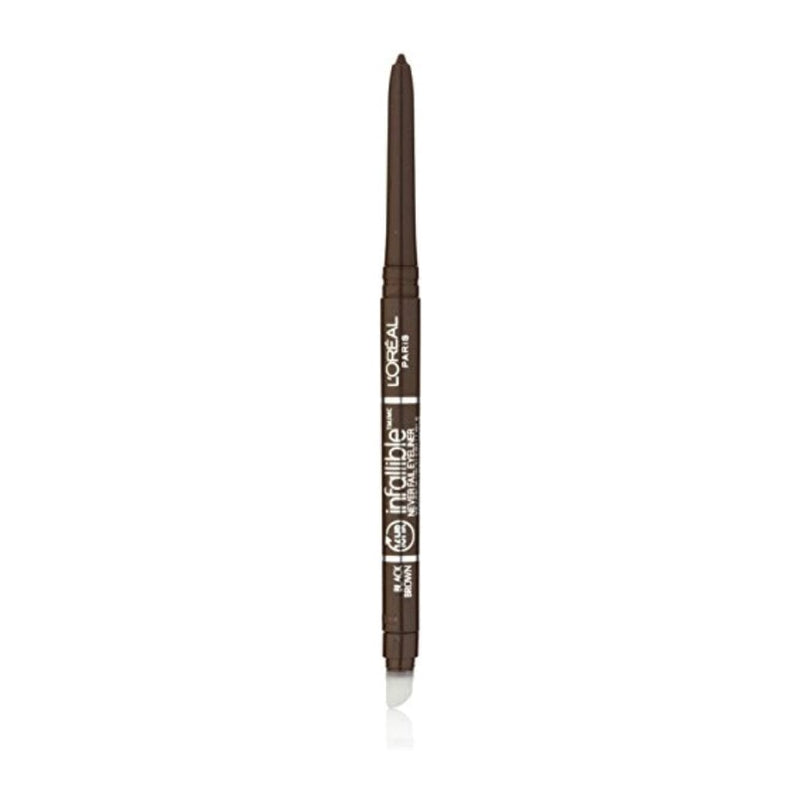 قلم تحديد العيون من لوريال باريس إنفاليبل نيفر فايل - أسود بني (عبوة من قطعتين) L'Oréal Paris Infallible Never Fail Eyeliner, 581 Black Brown (Pack of 2)