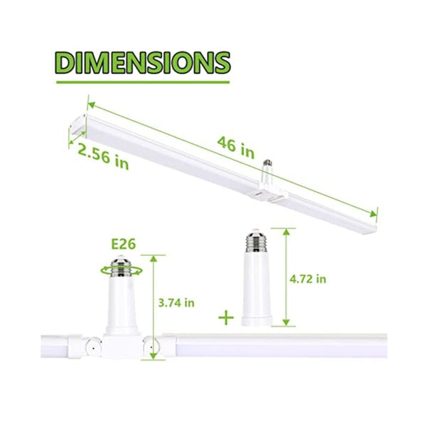 مصابيح متجر للكراجات وورش العمل والطوابق السفلية Pack 4FT LED Shop Light, Deformable LED Shop Light, E26 Base Easy Installstion Shop Lights Fixture, 6000LM, 50W [250W Equivalent], 5000K Daylight Shop Lights for Garages, Workshops, Basements, ETL