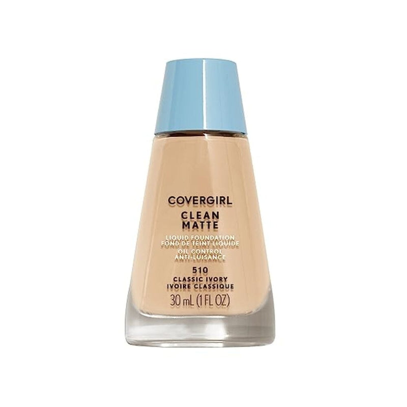 كريم أساس سائل كلين مات من كوفرجيرل COVERGIRL Clean Matte Liquid Foundation Classic Ivory, 1 oz (packaging may vary), Liquid Foundation, Matte Foundation, Lightweight Foundation, Moisturizing Foundation, Water Based Foundation