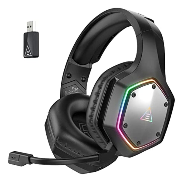 سماعة رأس لاسلكية للكمبيوتر EKSA E1000WT USB Wireless Headset for PC PS4 PS5-7.1 Surround Sound, Noise Cancelling Microphone, 36 Hour Battery, 2.4G USB Dongle, Game/Music Mode, Gaming Headphones for Computer, Laptop