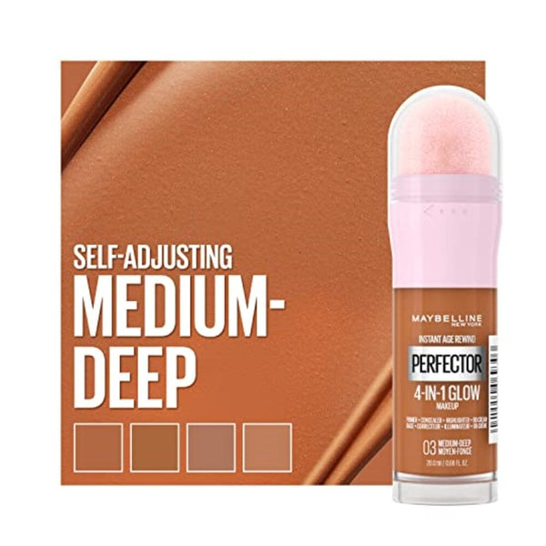 مكياج ميبيلين نيويورك إنستانت إيج ريويند 4 في 1 جلو ميك أب Maybelline New York Instant Age Rewind Instant Perfector 4-In-1 Glow Makeup, Medium/Deep