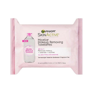 مناديل إزالة مكياج ميسيلار سكين أكتيف من غارنييه 25 قطعة (عبوة من قطعتين) Garnier SkinActive Micellar Makeup Removing Towelettes 25 ea (Pack of 2)