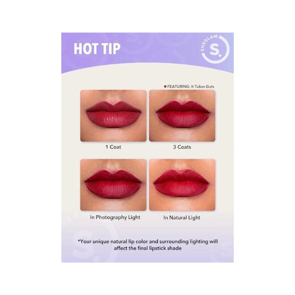 أحمر شفاه غير لامع مقاوم للماء يدوم طويلاً ومقاوم للنقل - خطة جريئة SHEGLAM Dynamatte Boom Waterproof Matte Lipstick Long Lasting Transfer Proof Lip Stick - A Bold Plan