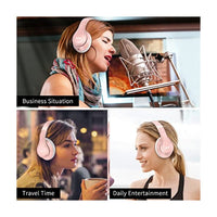 سماعات بلوتوث لاسلكية Uliptz Wireless Bluetooth Headphones, 65H Playtime, 6EQ Sound Modes, HiFi Stereo Over Ear Headphones with Microphone, Foldable Bluetooth 5.3 Headphones for Travel/Office/Cellphone/PC (Rose Gold)