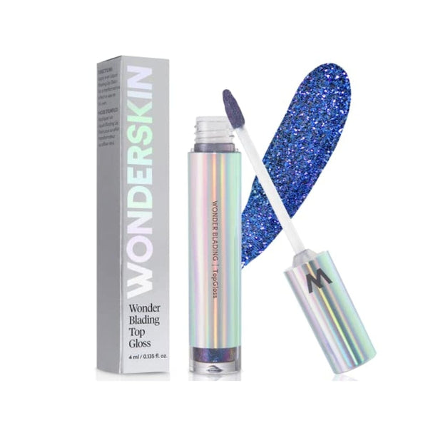 ملمع شفاه لمسة نهائية عالية اللمعان  ملمع شفاه مرطب مكياج أزرق للشفاه (أزرق) Wonderskin WONDER BLADING Top Gloss - Lip Gloss, High Shine Finish, Hydrating Lip Gloss,Blue Makeup for Lips (Blue)