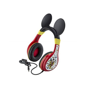 سماعات رأس إي كيدز ميكي ماوس للأطفال eKids Mickey Mouse Headphones For Kids, Adjustable Over the Ear Headphones, 3.5mm Jack Wired Headphones with Parental Volume Control, for Fans of Mickey Mouse Gifts