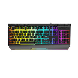 لوحة مفاتيح سلكية مخصصة للألعاب بإضاءة خلفية Qwecfly Gaming Keyboard RGB Wired Customized Backlit, 9 Dedicate Multimedia Keys, Full Size Keyboard with Ergonomic Wrist Rest, 26 Anti-ghosting Keys for PC, Laptop, Gamer