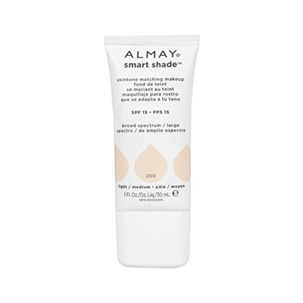 مكياج ألماي متوافق مع لون البشرة فاتح/متوسط (عبوة من قطعتين) Almay Smart Shade Skin Tone Matching Makeup, Light/Medium [200] 1 oz (Pack of 2)