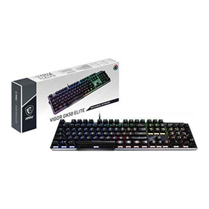 لوحة مفاتيح ميكانيكية للألعاب MSI Vigor GK50 Elite LL Mechanical Gaming Keyboard - Kailh Blue Switches (Clicky), Ergonomic Keycaps, Brushed Metal Finish, Anti-Slip Base, Per-Key RGB Mystic Light, USB 2.0 - Full-Sized