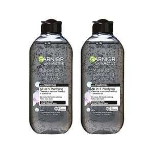 ماء ميسيلار منظف ميسيلار سكين أكتيف من غارنييه مع تنقية الفحم الكل في ماء واحد Garnier Skinactive Micellar Cleansing Jelly Water with Charcoal Purifying All in One Water, 2 Pack