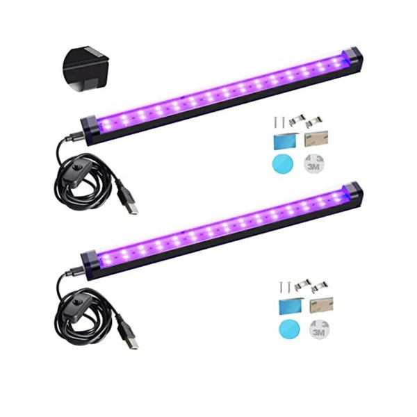 شريط إضاءة أسود 10 وات 1 قدمBlack Light Bar 10W 1ft LED Blacklight LED bar for Fluorescent Tapestry Poster Body Paint Glow Party UV Strip Lights for Cabinet and Display Magnetic THLITURE 2 Pack