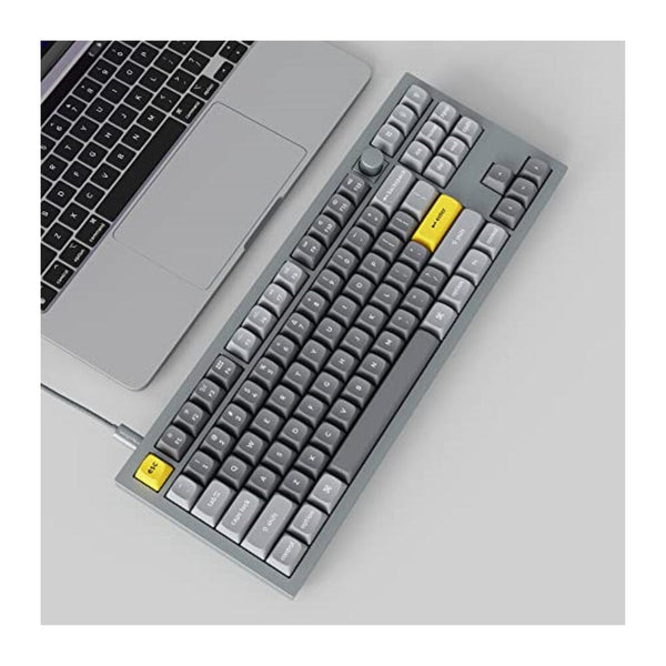 لوحة مفاتيح ميكانيكية سلكية إصدار المقبض ماكرو   Keychron Q3 Wired Custom Mechanical Keyboard Knob Version, TKL QMK/VIA Programmable Macro with Hot-swappable Gateron G Pro Brown Switch Double Gasket Compatible with Mac Windows Linux (Grey)