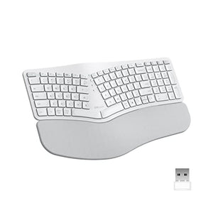 لوحة مفاتيح مريحة مطورة لاسلكية DeLUX Ergonomic Keyboard, Upgraded Wireless Ergo Split Keyboard with Backlit, 2.4G and Bluetooth, Scissor Switch and Palm Rest for Natural Typing, Compatible with Windows and Mac OS (GM902Pro-White)