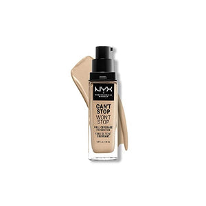 كريم الأساس تغطية كاملة 24 ساعة بلمسة نهائية غير لامعة NYX PROFESSIONAL MAKEUP Can't Stop Won't Stop Foundation, 24h Full Coverage Matte Finish - Nude