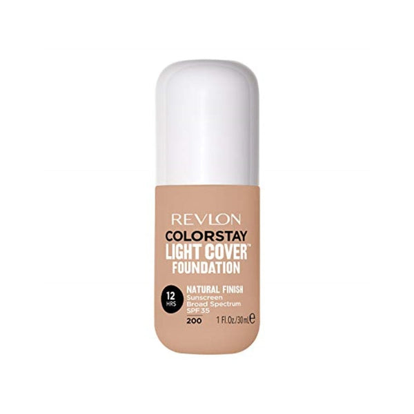 ريفلون كلر ستاي كريم أساس سائل بغطاء خفيف Revlon ColorStay Light Cover Liquid Foundation, Hydrating Longwear Weightless Makeup with SPF 35, Light-Medium Coverage for Blemish, Dark Spots & Uneven Skin Texture, 200 Nude, 1 fl. oz.