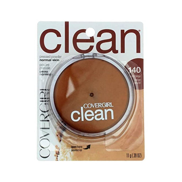 بودرة مضغوطة نظيفة بيج طبيعي [140] 0.39 أونصة (عبوة من قطعتين) CoverGirl Clean Pressed Powder Compact, Natural Beige [140], 0.39 oz (Pack of 2)