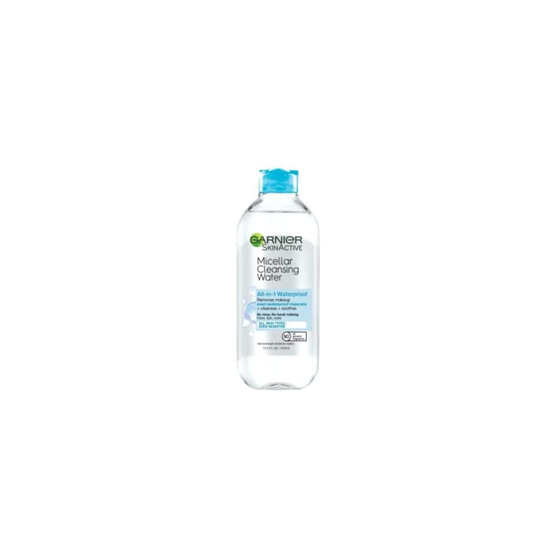 ماء ميسيلار للماكياج المضاد للماء ومنظف الوجه ومزيل المكياج Garnier SkinActive Micellar Water For Waterproof Makeup, Facial Cleanser & Makeup Remover, 13.5 Fl Oz (400mL), 1 Count (Packaging May Vary)