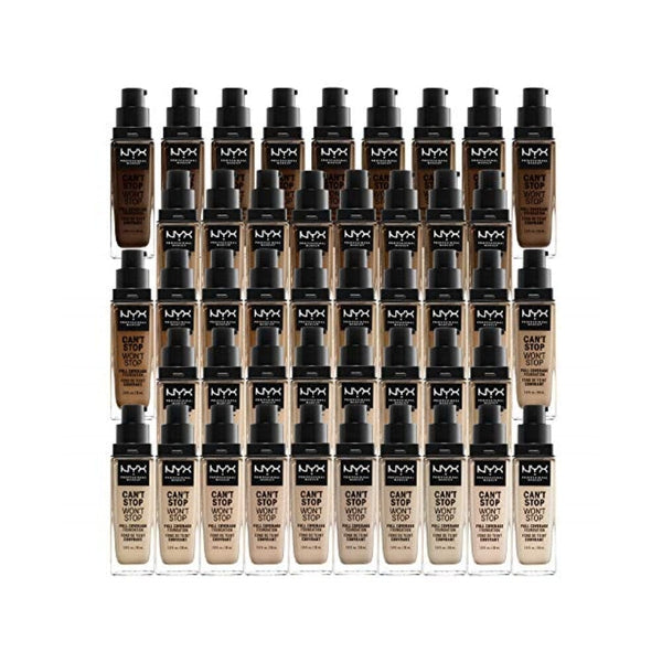 كريم الأساس 24 ساعة تغطية كاملة بلمسة نهائية غير لامعة - عاجي فاتح NYX PROFESSIONAL MAKEUP Can't Stop Won't Stop Foundation, 24h Full Coverage Matte Finish - Light Ivory