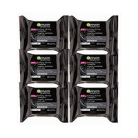 غارنييه سكين أكتيف كلين + مناديل لإزالة المكياج خالية من الزيوت Garnier SkinActive Clean+ Charcoal Oil-Free Makeup Remover Wipes, 25 Count, 6 Pack