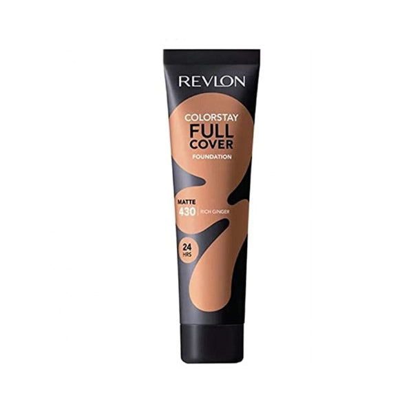 ريفلون كلر ستاي غطاء كامل طويل الأمد غير لامع مكياج وجه خفيف الوزن مقاوم للحرارة والعرق Revlon ColorStay Full Cover Longwear Matte Foundation, Heat & Sweat Resistant Lightweight Face Makeup, Rich Ginger (430), 1.0 oz