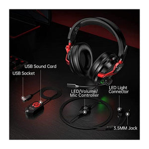 سماعة رأس للألعاب بصوت محيطي مع ميكروفون لإلغاء الضوضاء Tatybo 7.1 Surround Sound Gaming Headset for PC PS4 PS5 Switch, USB & 3.5mm PC Headset with Noise Cancelling Mic