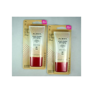 مكياج ألماي المضاد للشيخوخة رقم 100 فاتح/شاحب (عبوتان) Almay Smart Shade Anti-Aging Makeup #100 Light/Pale ( 2-Pack )